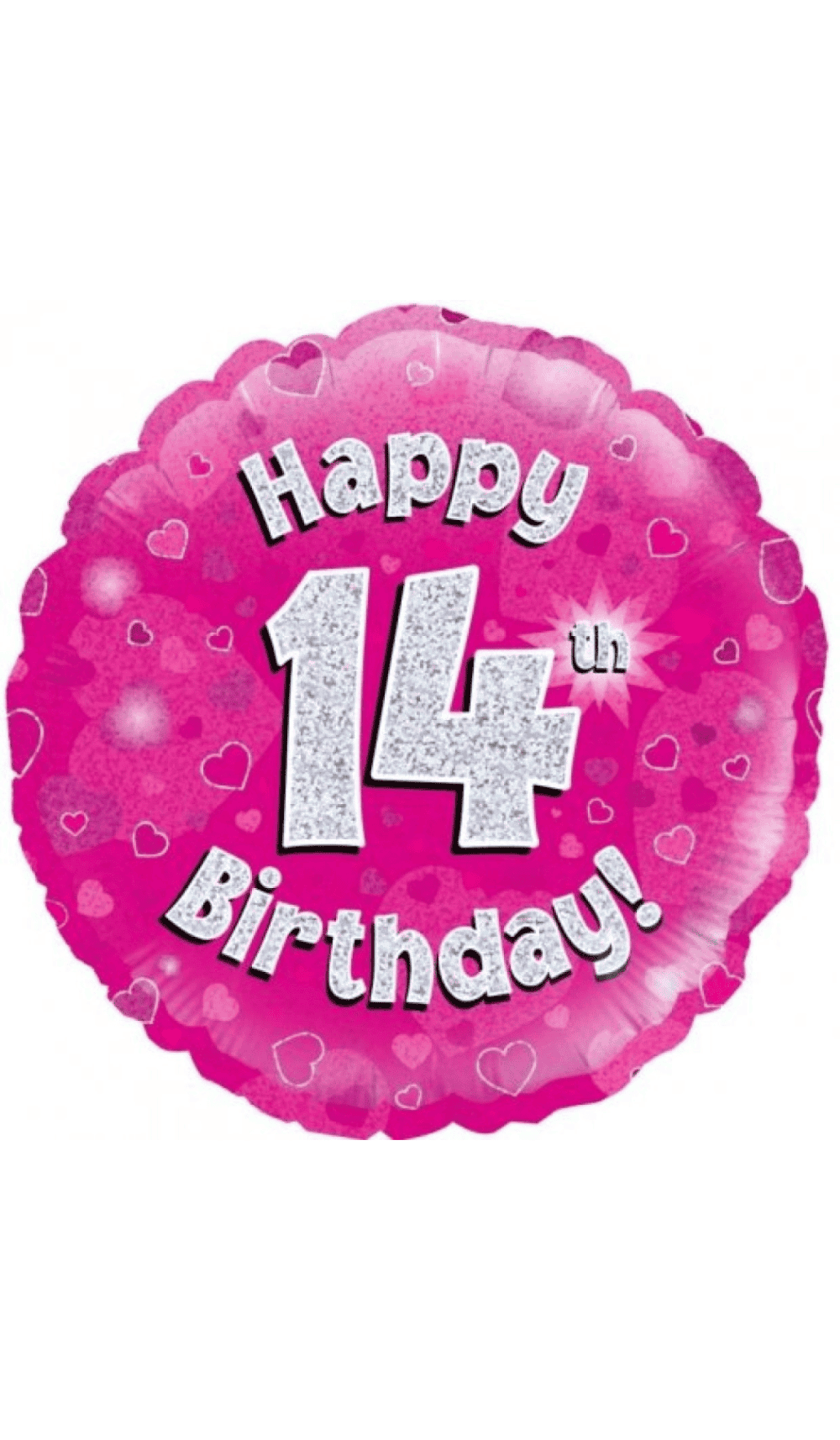 Happy 14th Birthday Pink Silver Foil Balloon Round 45cm