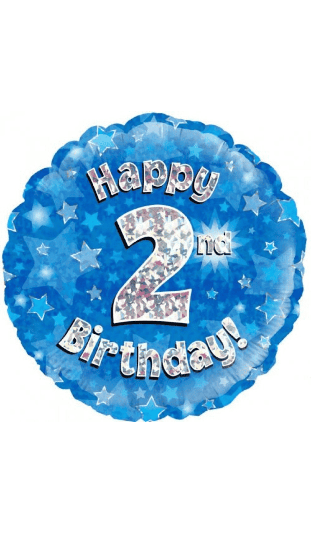 Happy 2nd Birthday Blue Silver Foil Balloon Round 45cm