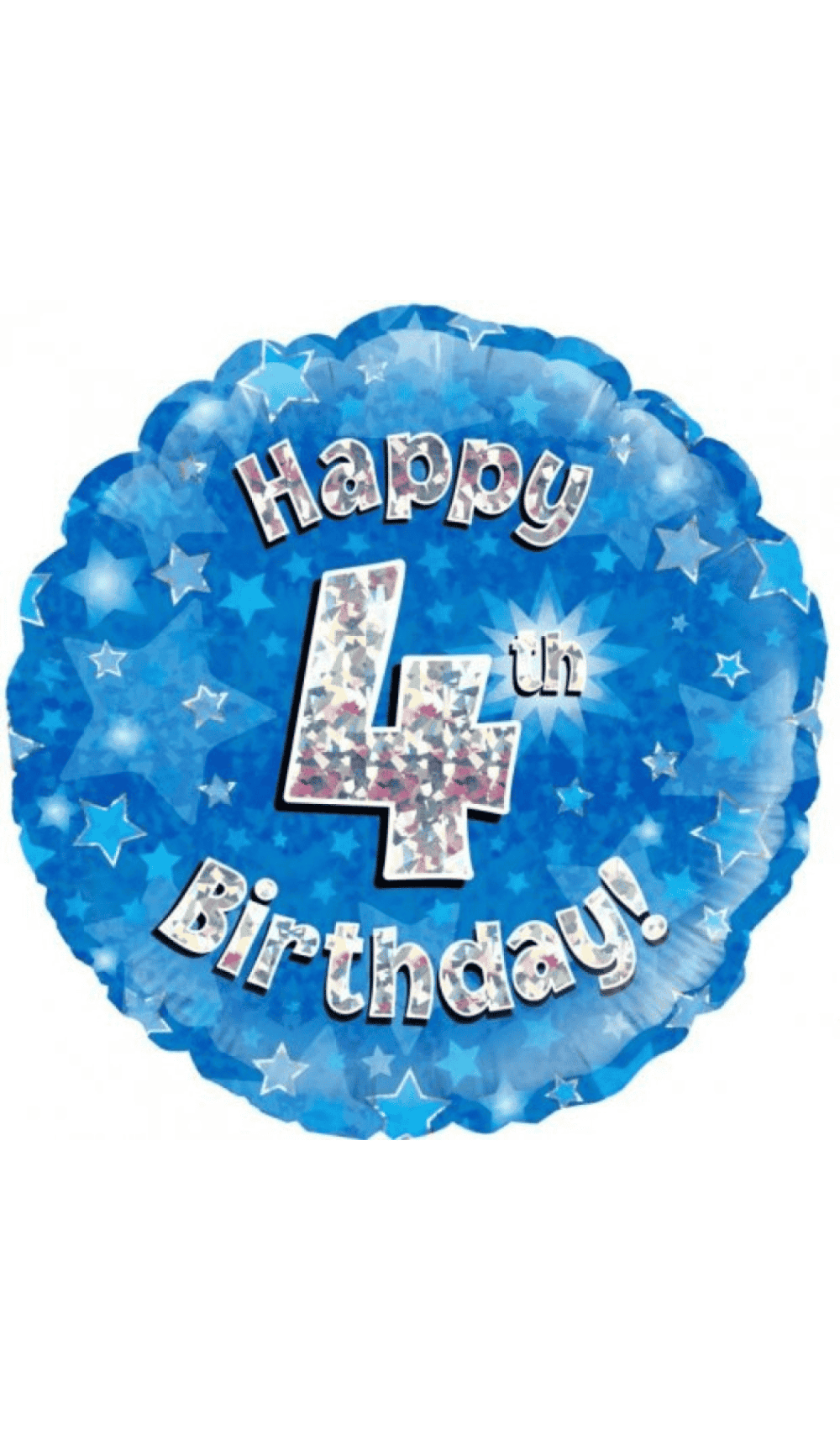 Happy 4th Birthday Blue Silver Foil Balloon Round 45cm