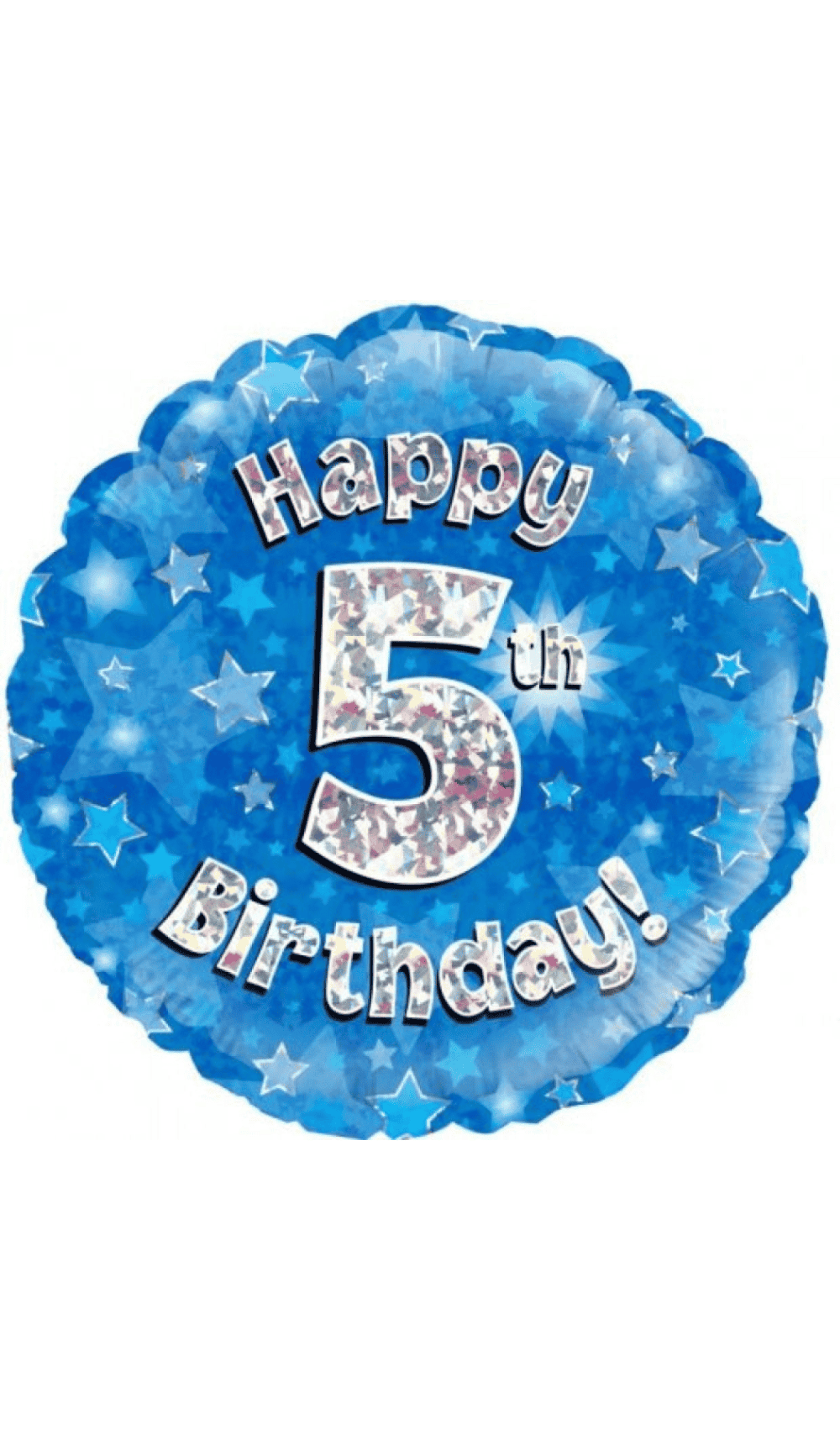 Happy 5th Birthday Blue Silver Foil Balloon Round 45cm