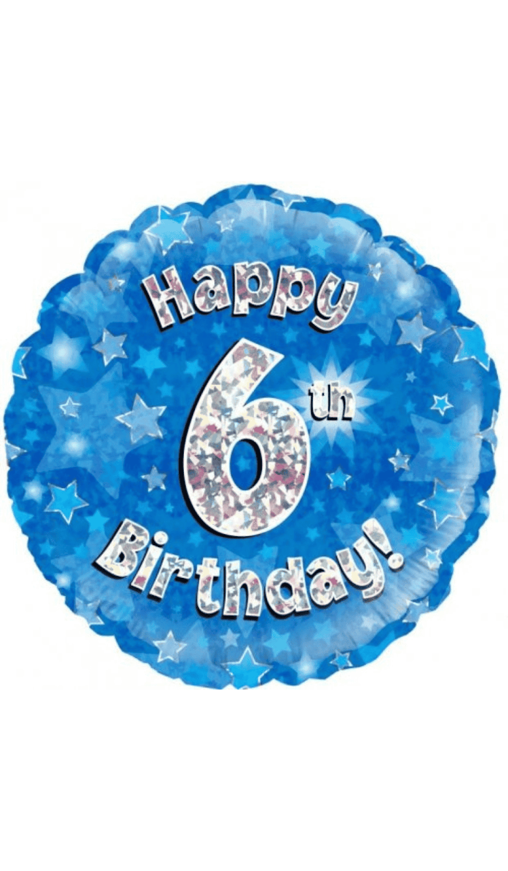 Happy 6th Birthday Blue Silver Foil Balloon Round 45cm
