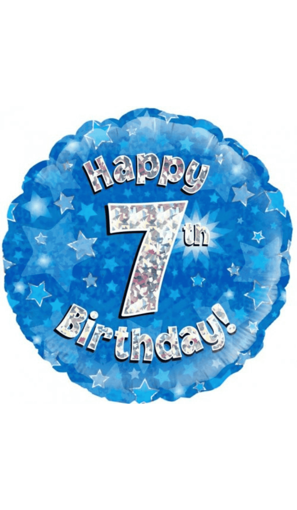 Happy 7th Birthday Blue Silver Foil Balloon Round 45cm