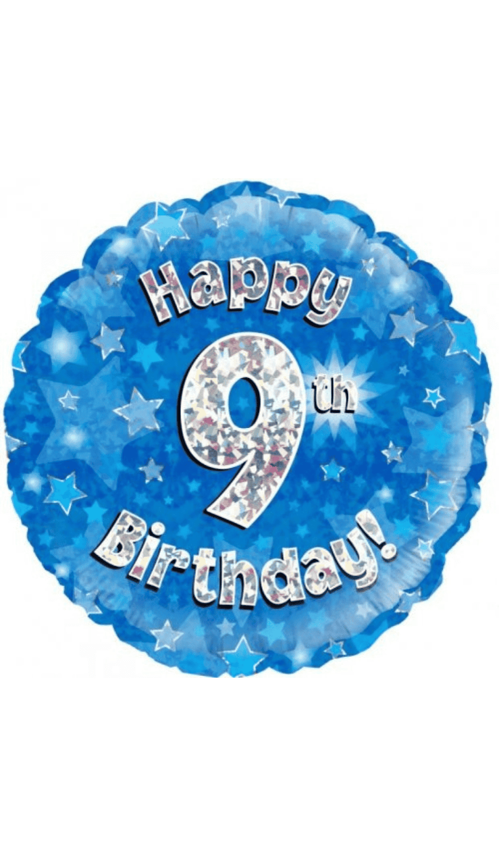 Happy 9th Birthday Blue Silver Foil Balloon Round 45cm