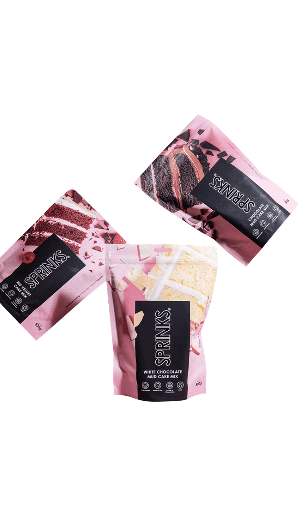 Sprinks Cake Mix Red Velvet Chocolate Mud White Chocolate Baking Essentials
