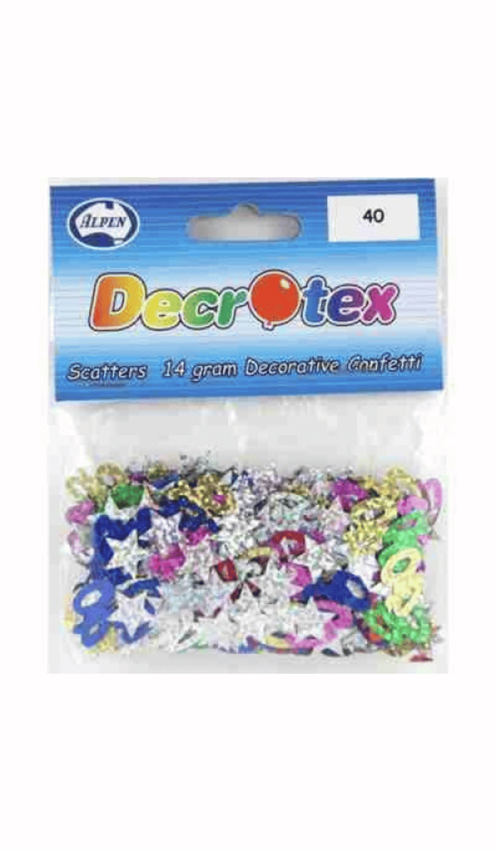 Multi coloured bright table scatters confetti 40th birthday