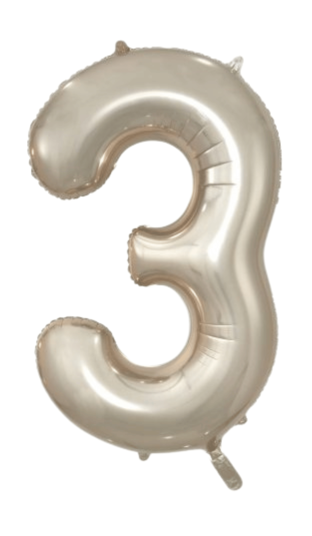 Large Foil Number Three Shape Balloon Champagne