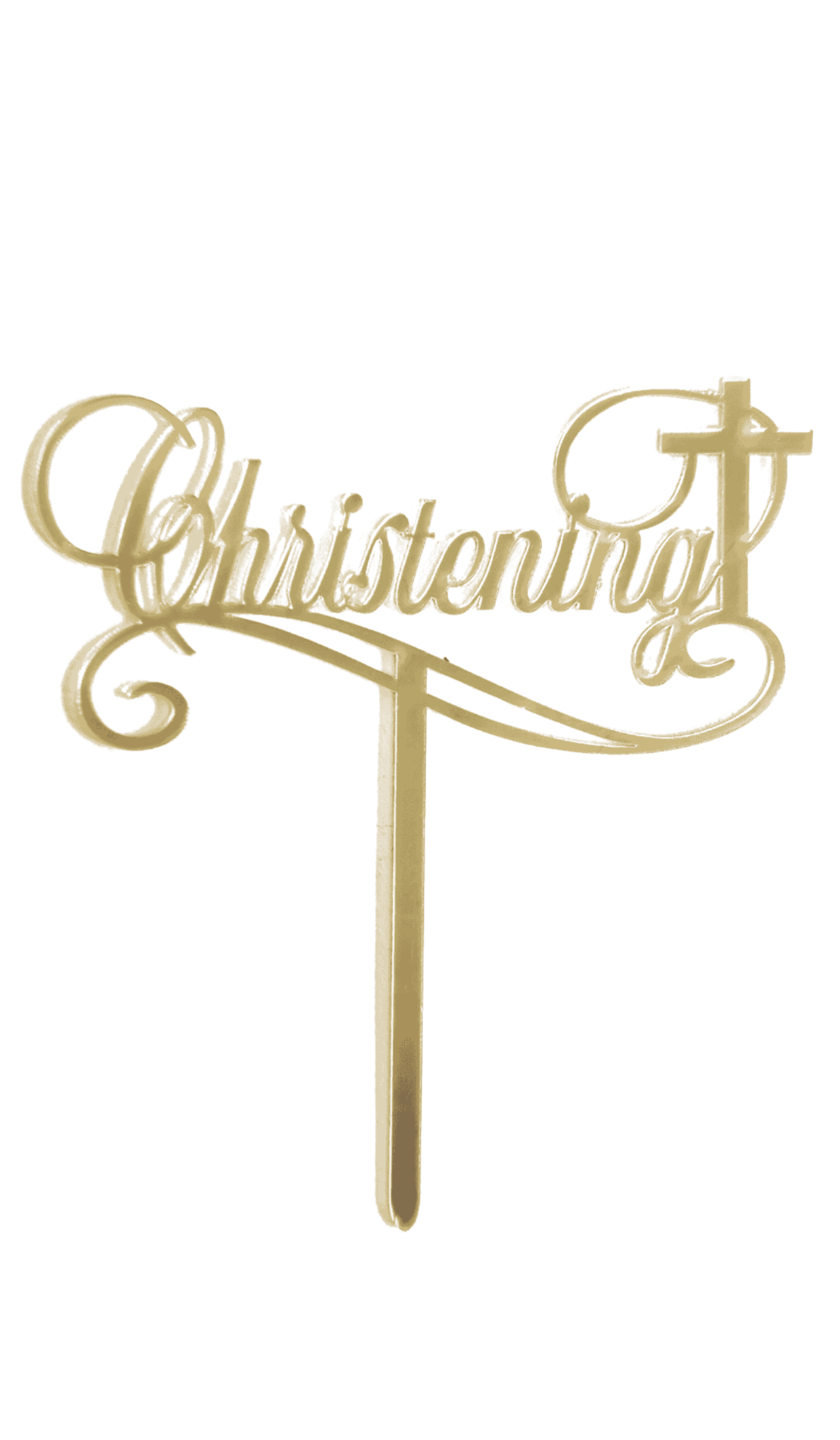 gold acrylic religious christening cake topper
