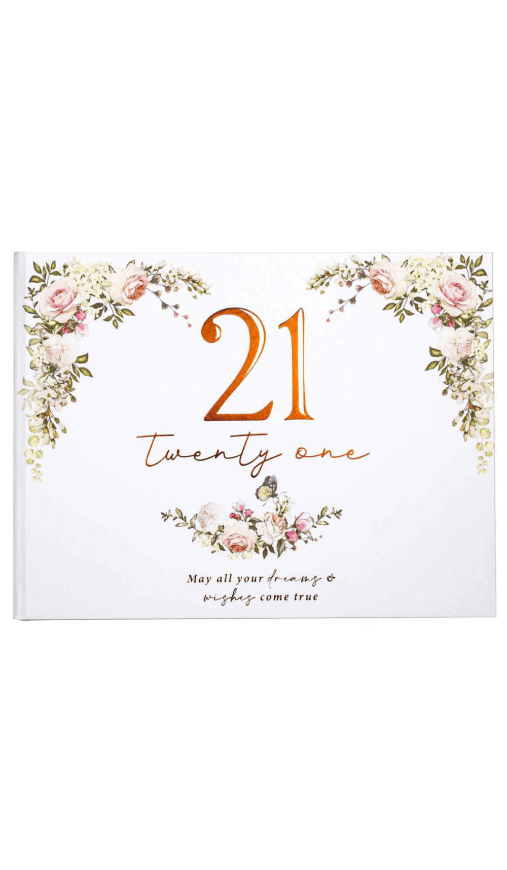 Floral Rose Gold White Signature Keepsake Guest Book 21st Birthday Twenty one