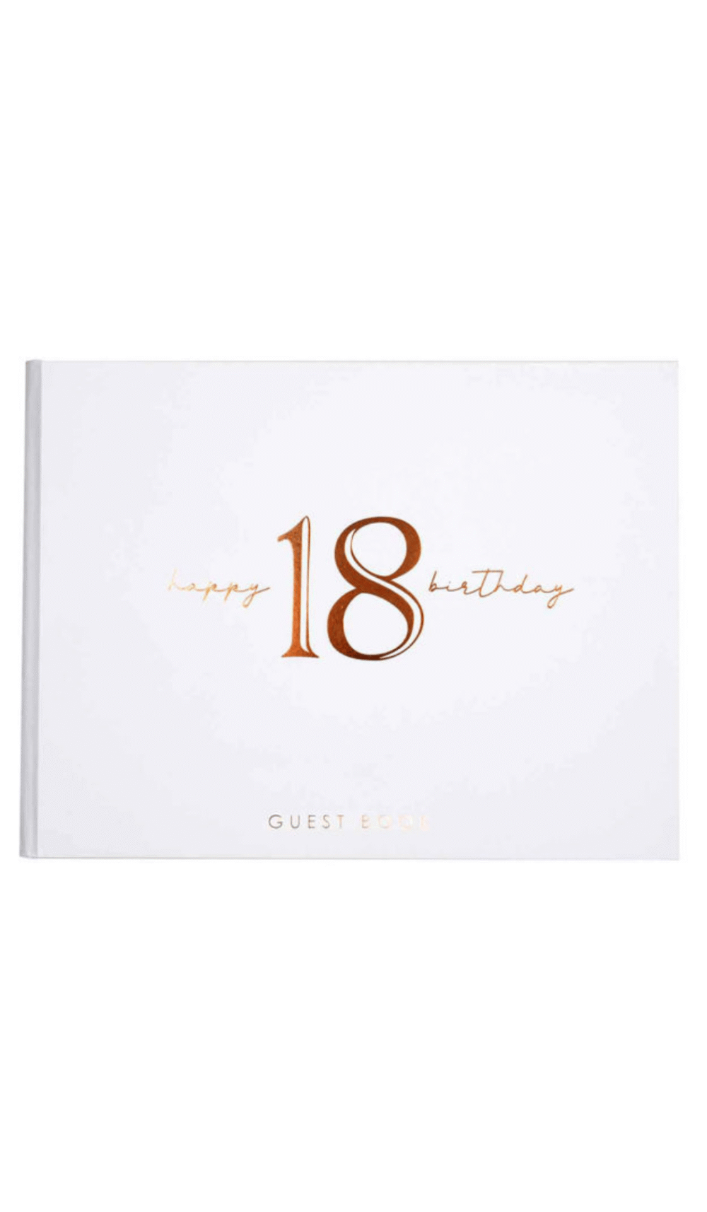 Happy 18th Birthday White Rose Gold text guest book signature keepsake