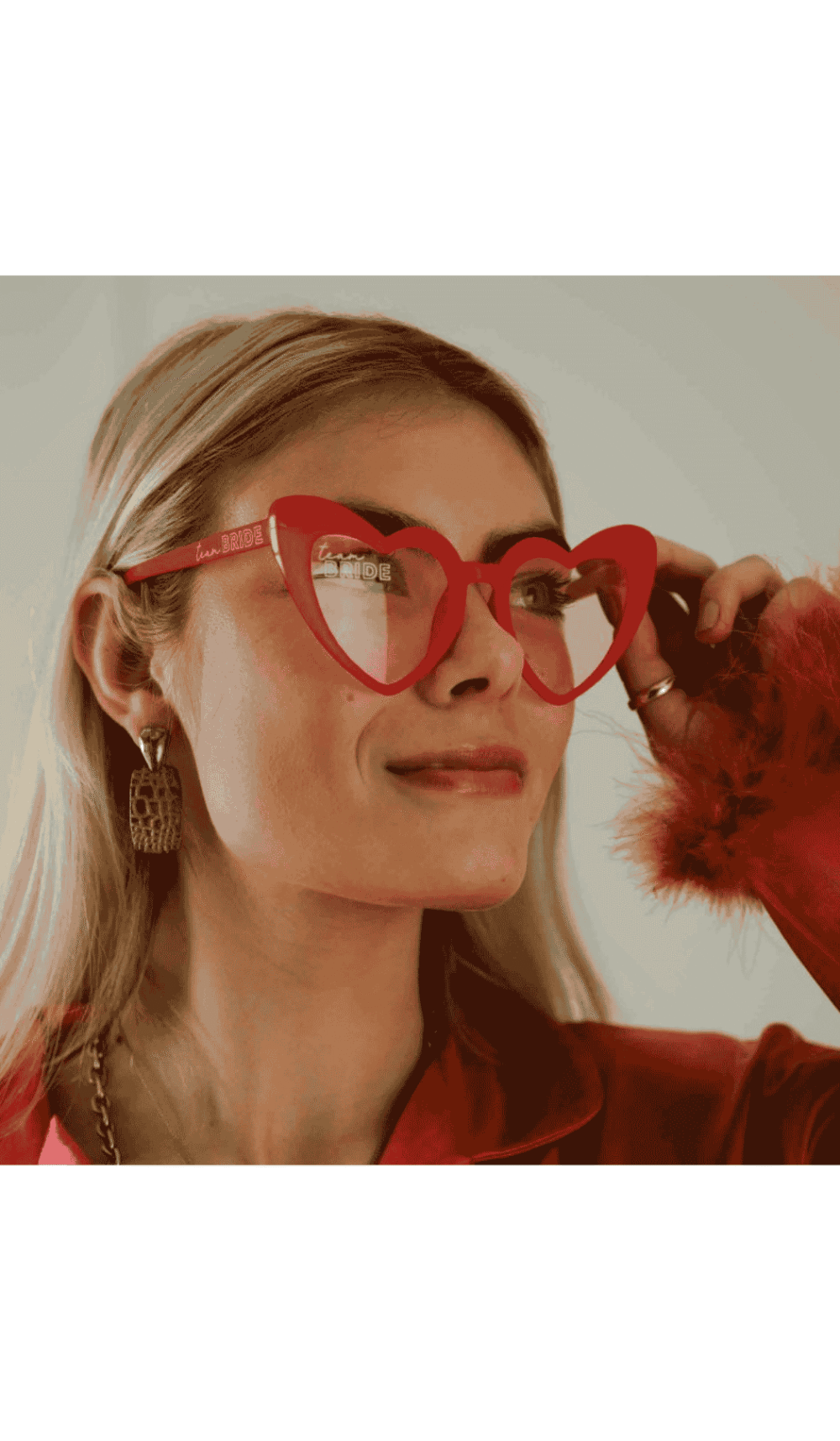 Team Bride Love Heart Red Sunglasses