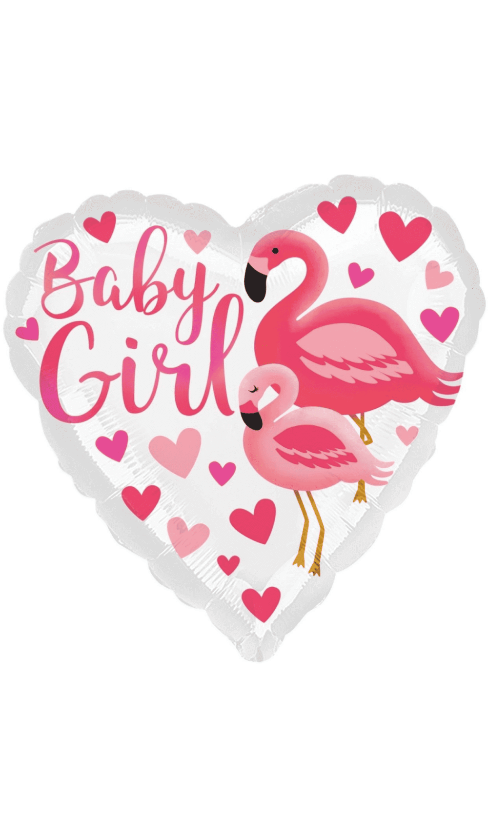 Baby girl flamingo hearts foil balloon