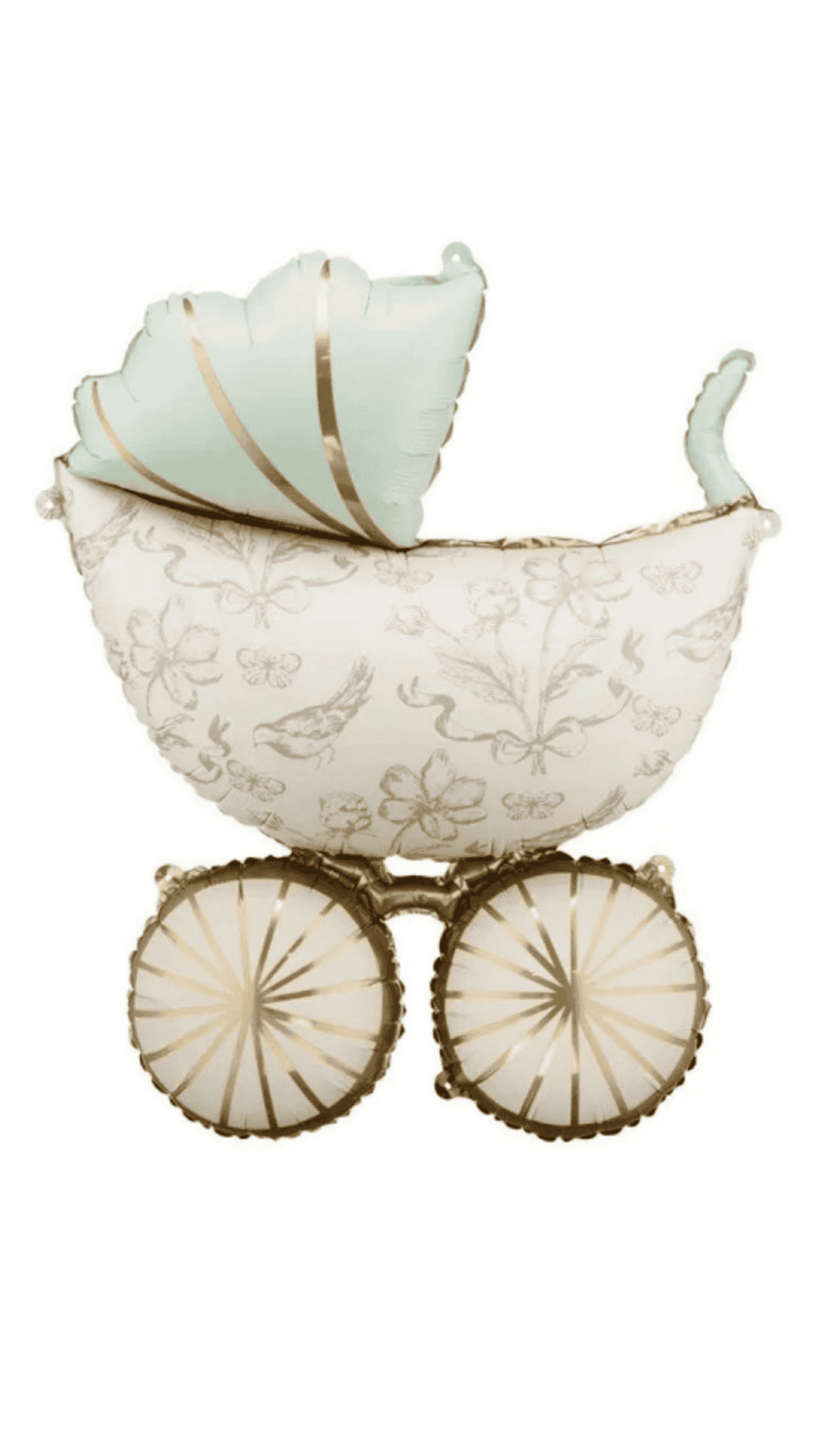 baby pram carriage foil balloon shape gold cream mint