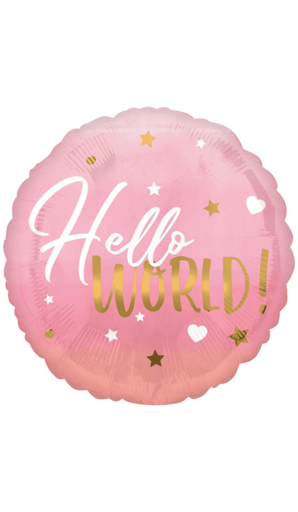 hello world pink gold round foil balloon new baby girl