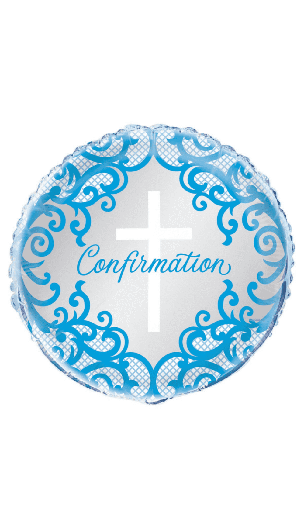confirmation blue white cross foil balloon