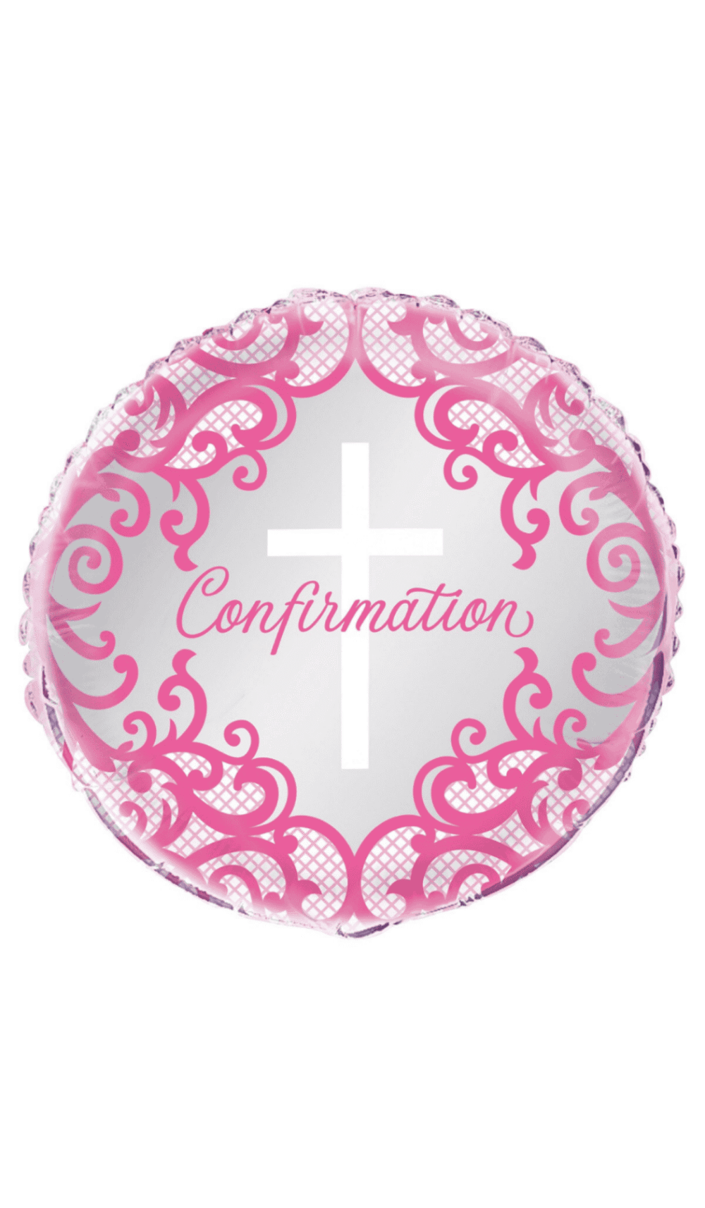 confirmation pink white cross foil balloon