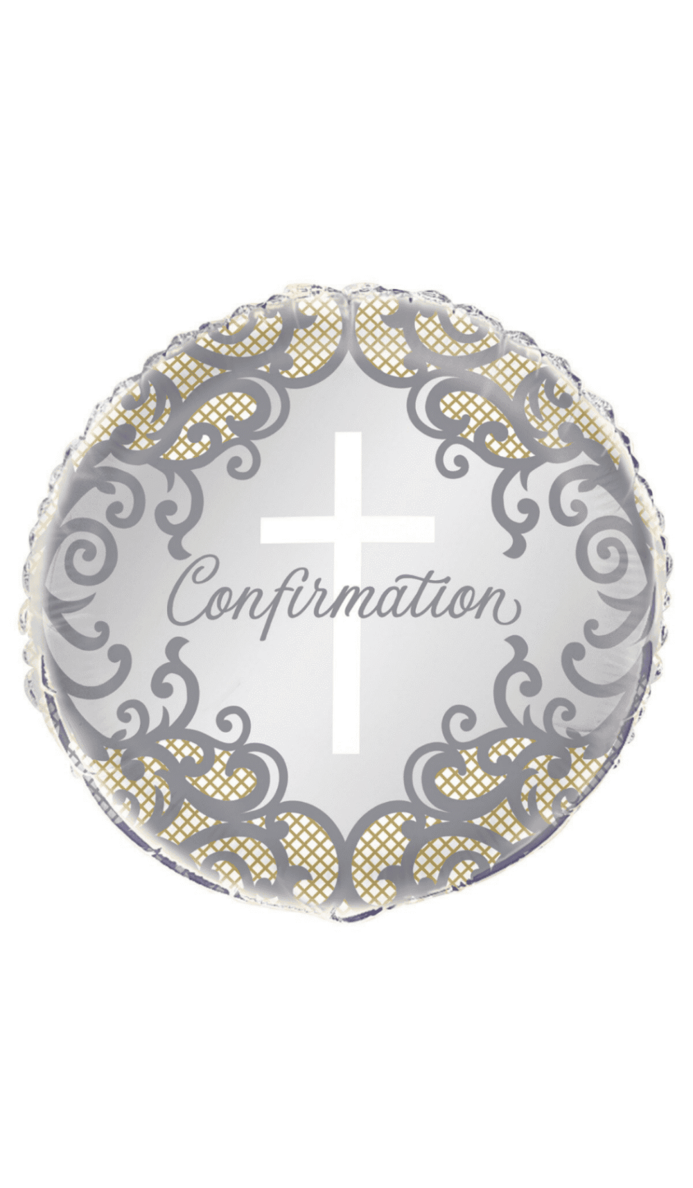 confirmation silver white gold cross foil balloon