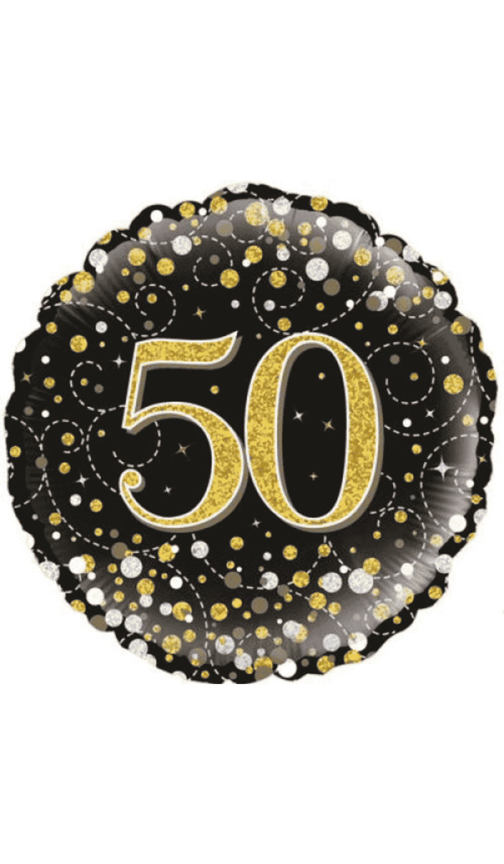 black round foil balloon gold confetti dots 50 birthday