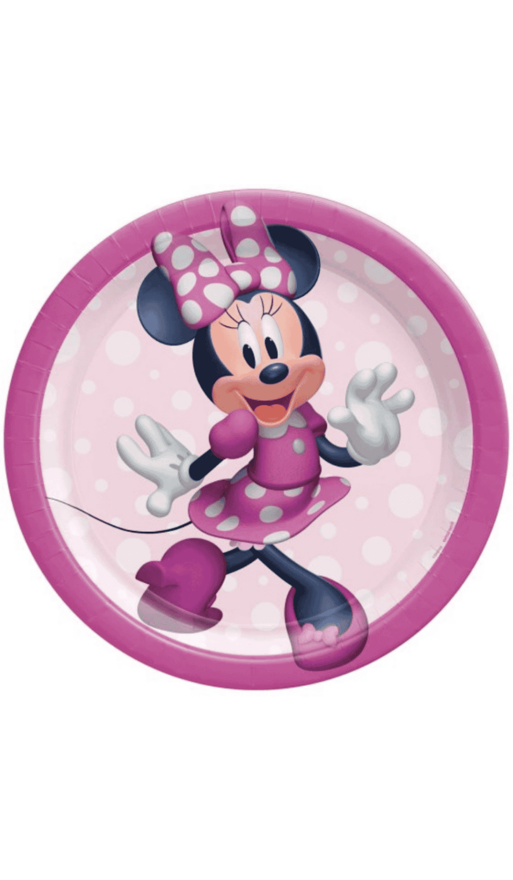 Minnie Mouse forever pink polka dot round paper party plates