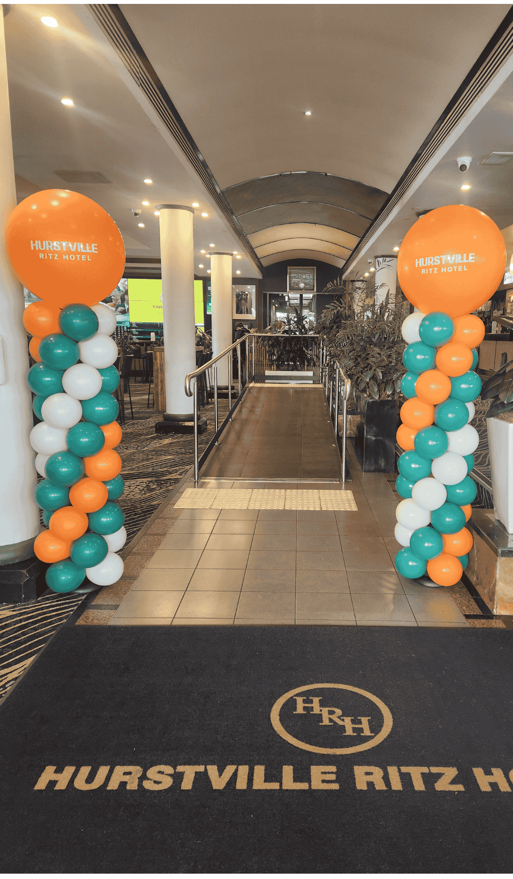 Classic air filled spiral balloon column grand opening custom decal logo