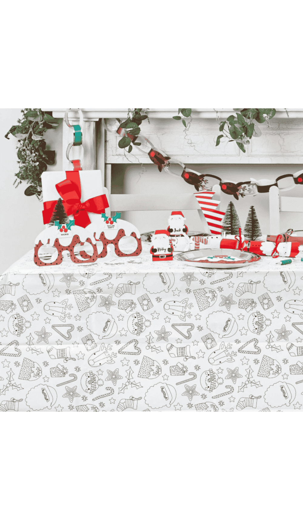 merry christmas white paper tablecover colouring DIY craft