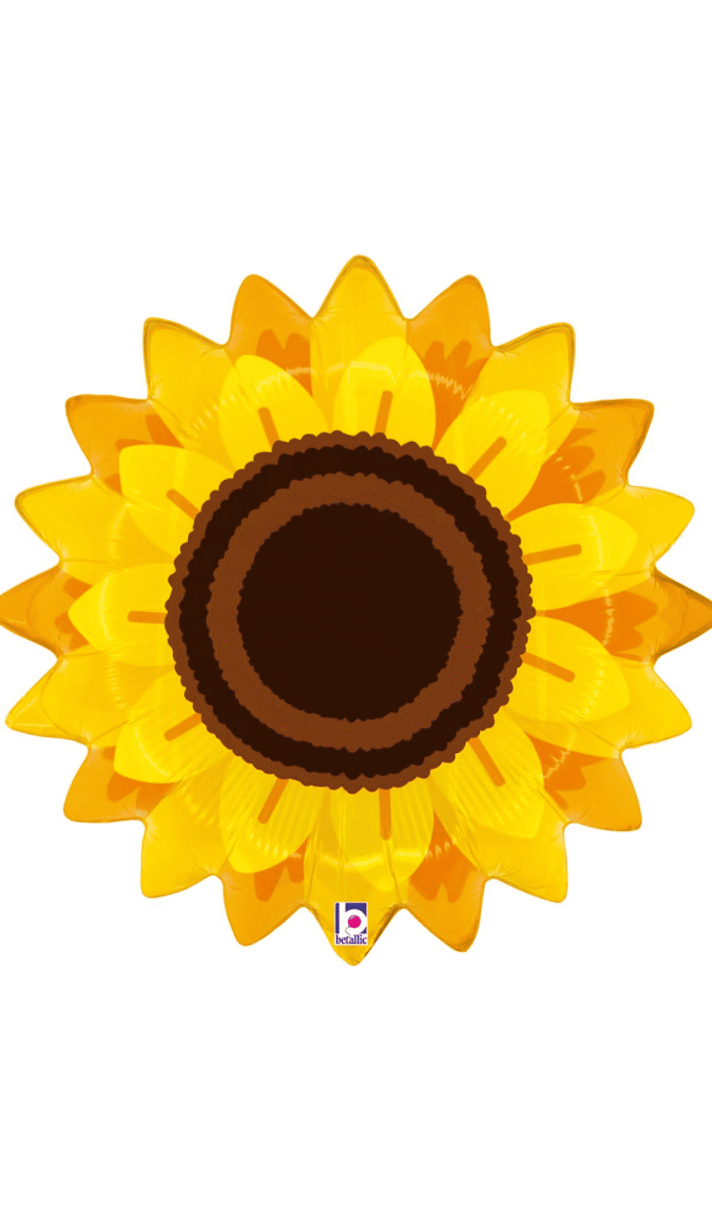 large sunflower shape foil balloon yellow with brown centre