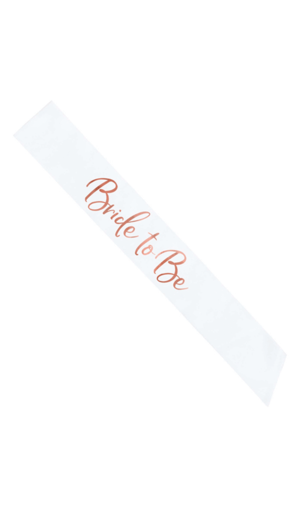 bride to be white sash rose gold lettering satin fabric hens party