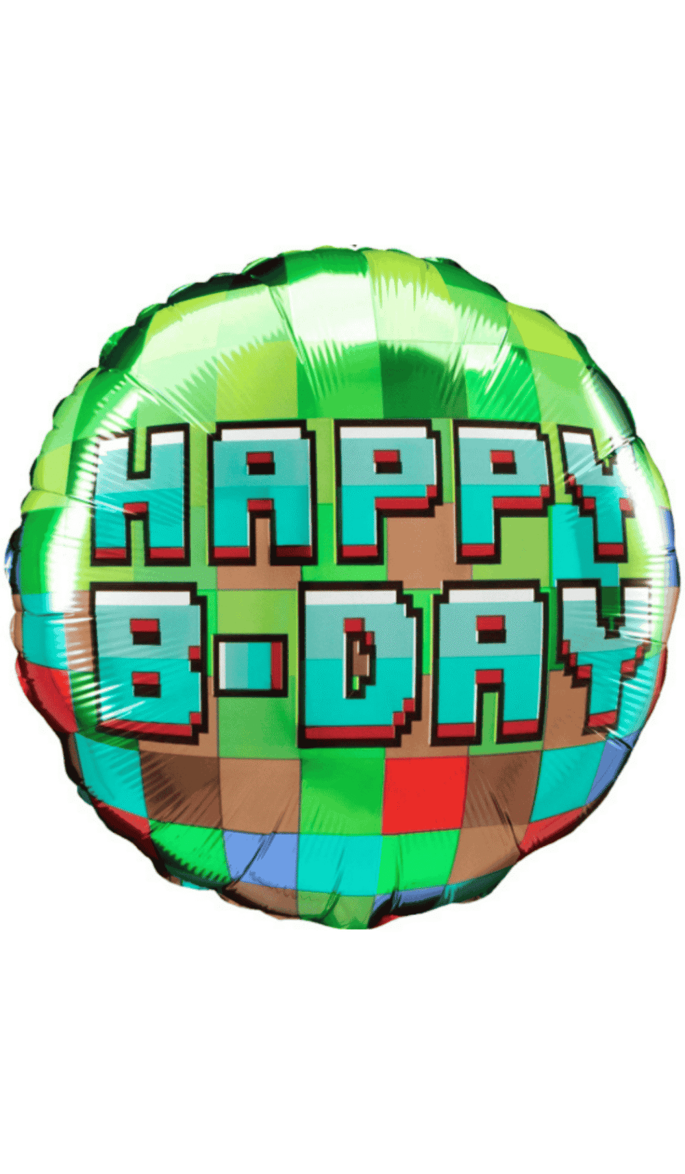 Pixel Party Happy BDay Birthday Round Foil Balloon
