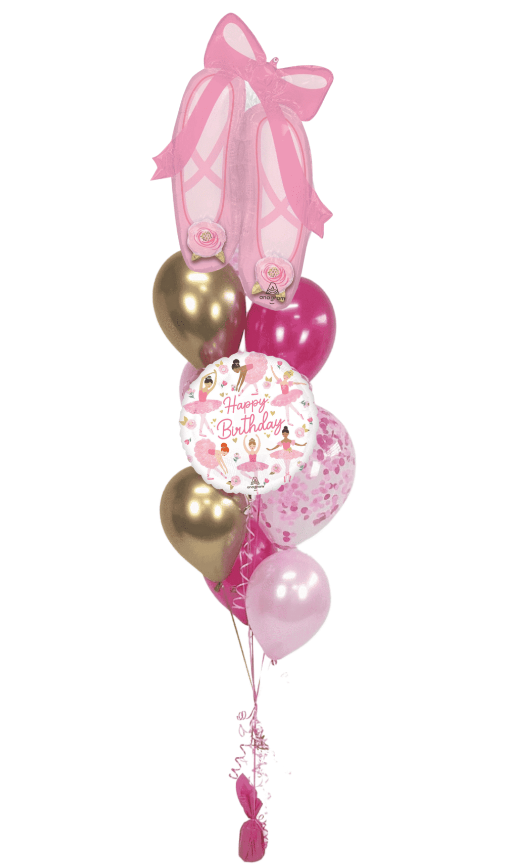 Ballerina Birthday helium balloon bouquet