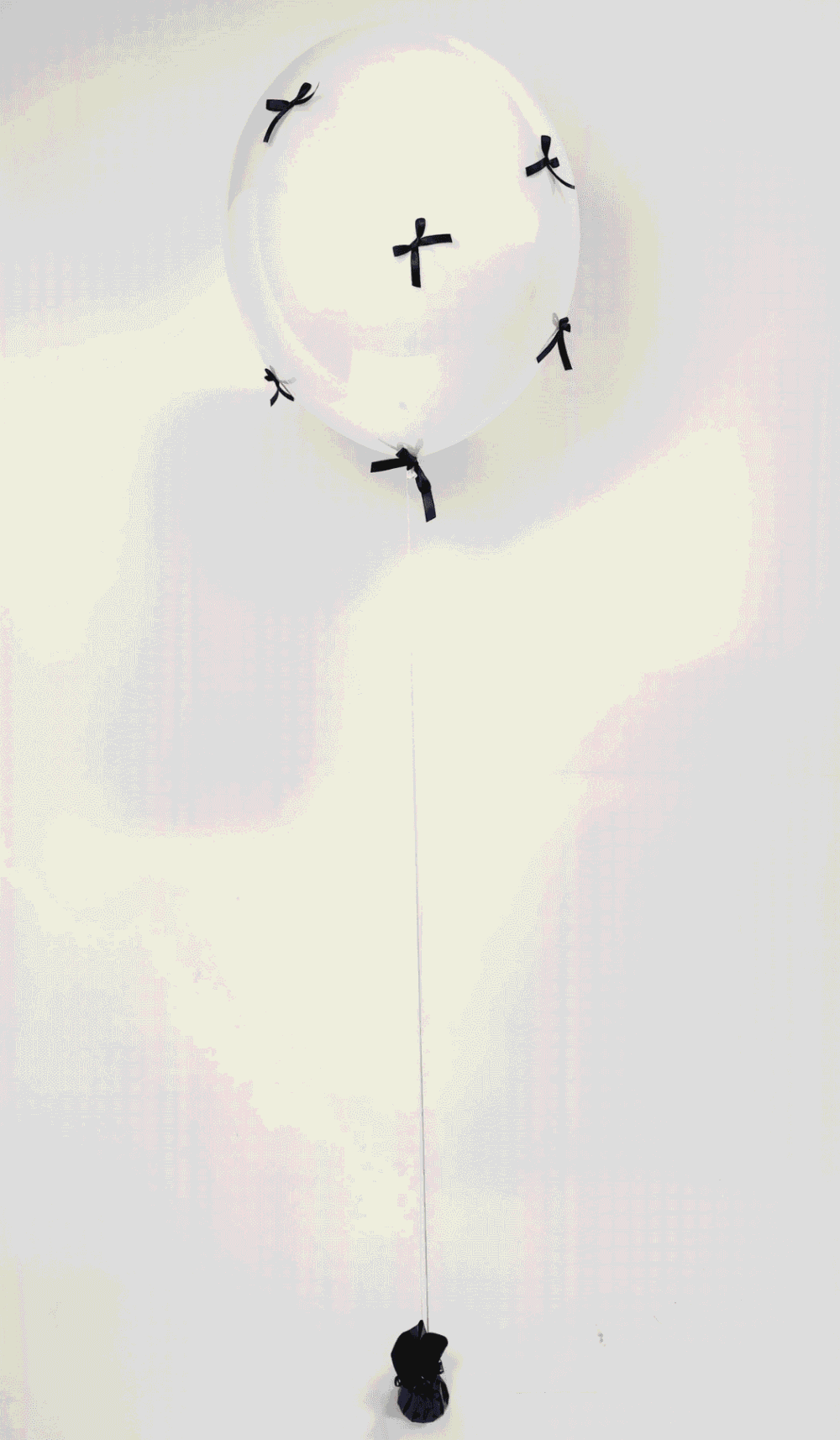 White Bubble Balloon with Black satin bows