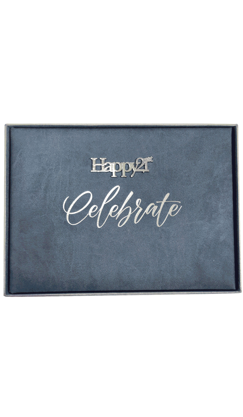Guest Book Happy 21st Celebrate denim blue silver cover