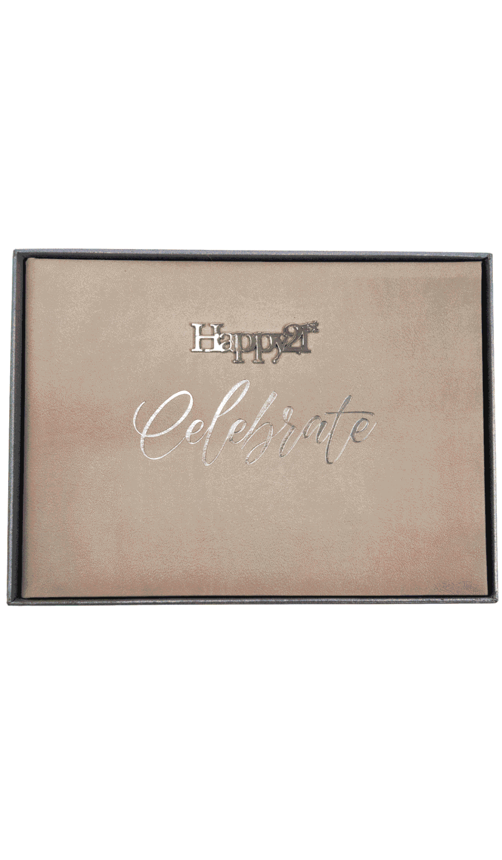 Guest Book Happy 21st Celebrate sand beige silver cover