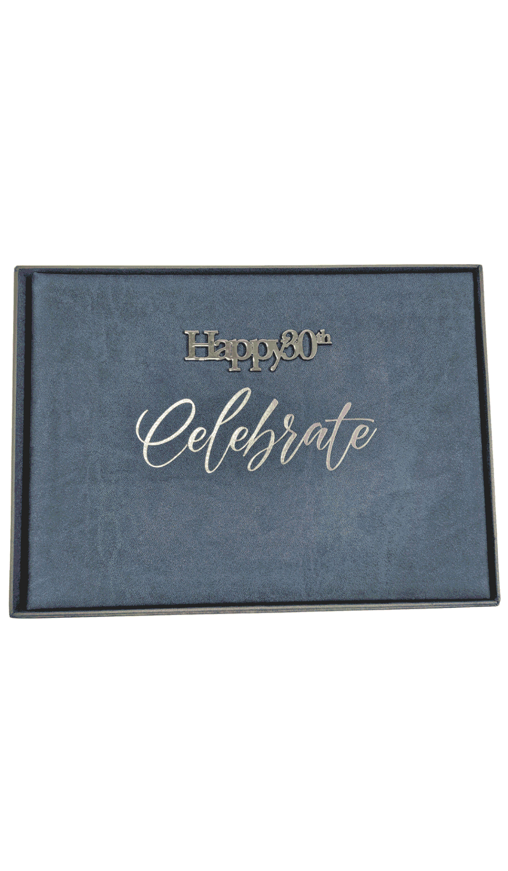 Guest Book Happy 30th Celebrate denim blue silver cover