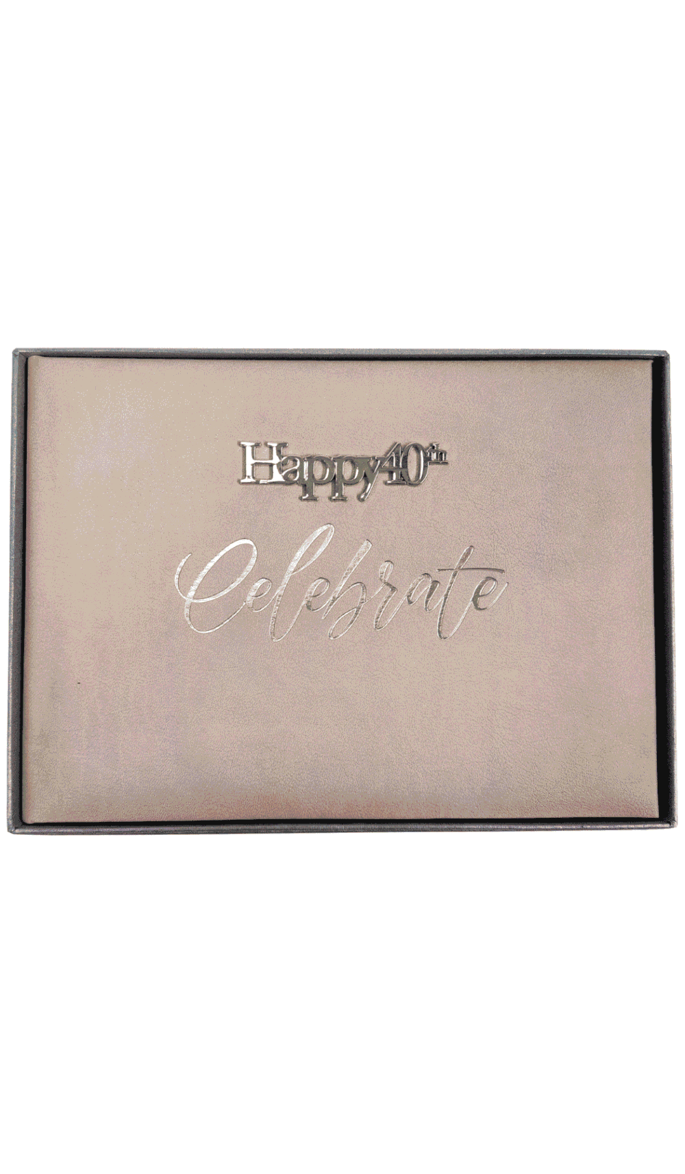 Guest Book Happy 40th Celebrate sand beige silver cover
