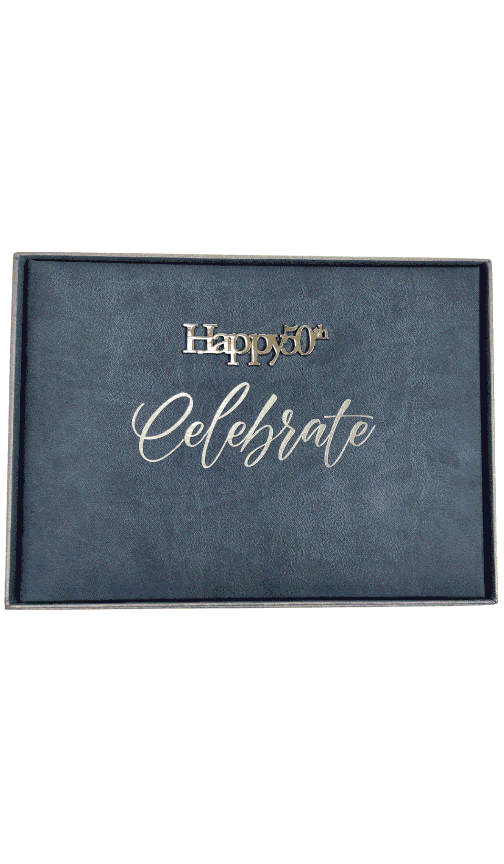 Guest Book Happy 50th Celebrate denim blue silver cover