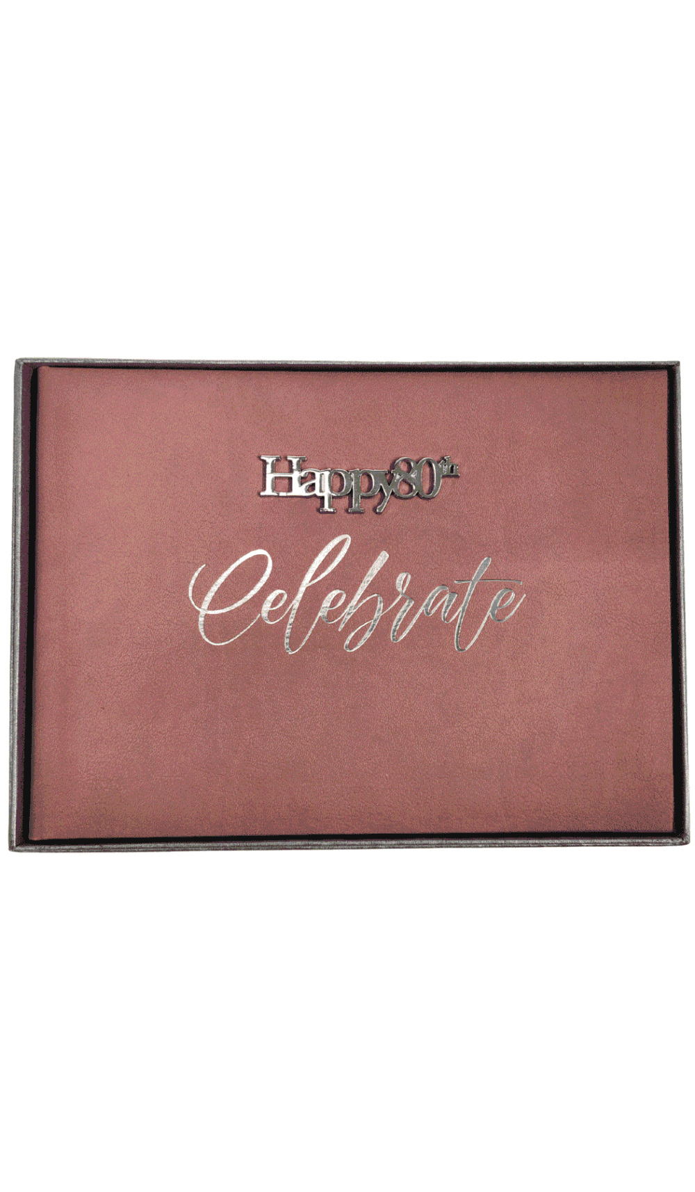 Guest Book Happy 80th Birthday Celebrate rosewood silver cover