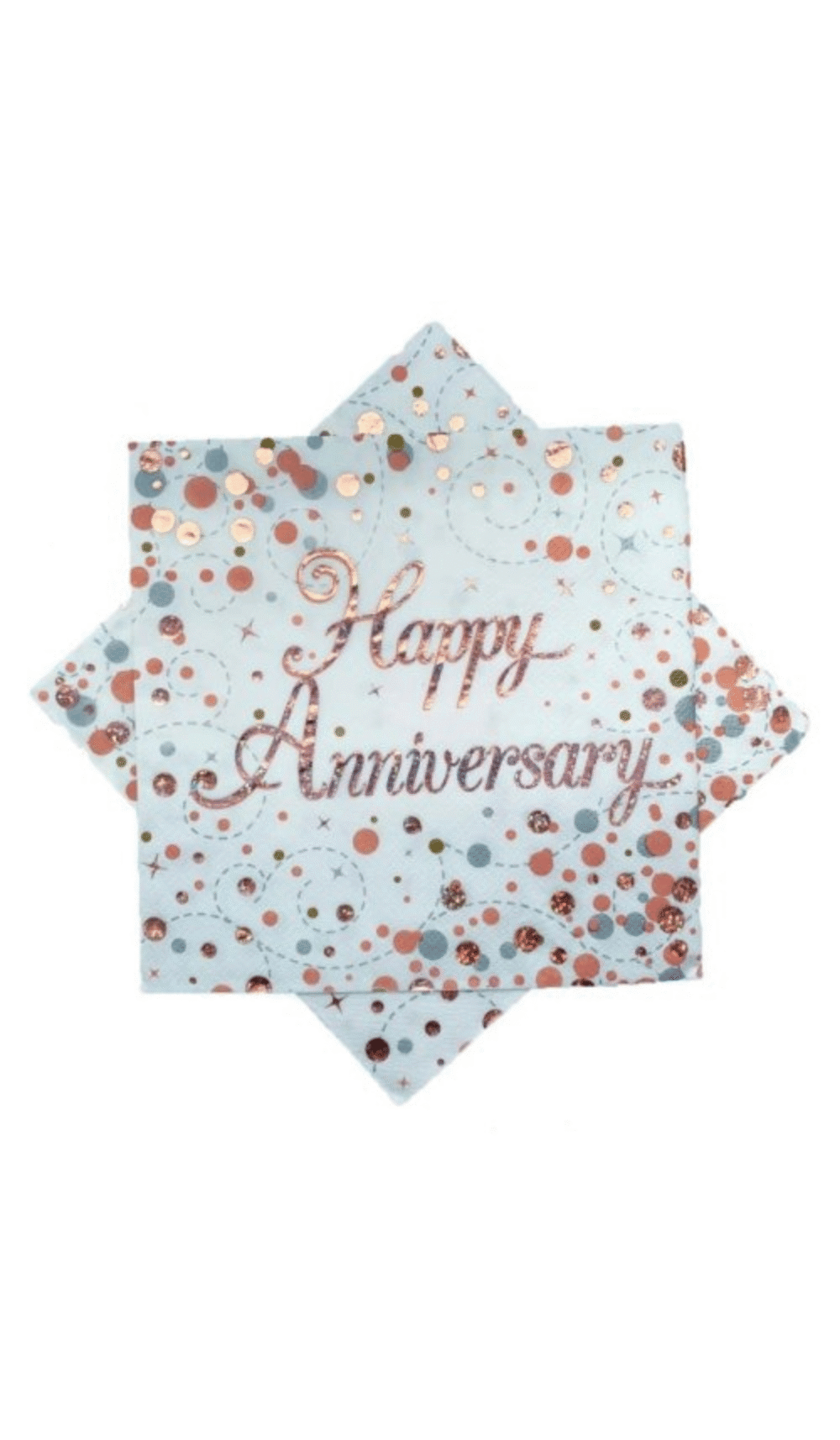 Happy Anniversary Napkins Rose Gold White