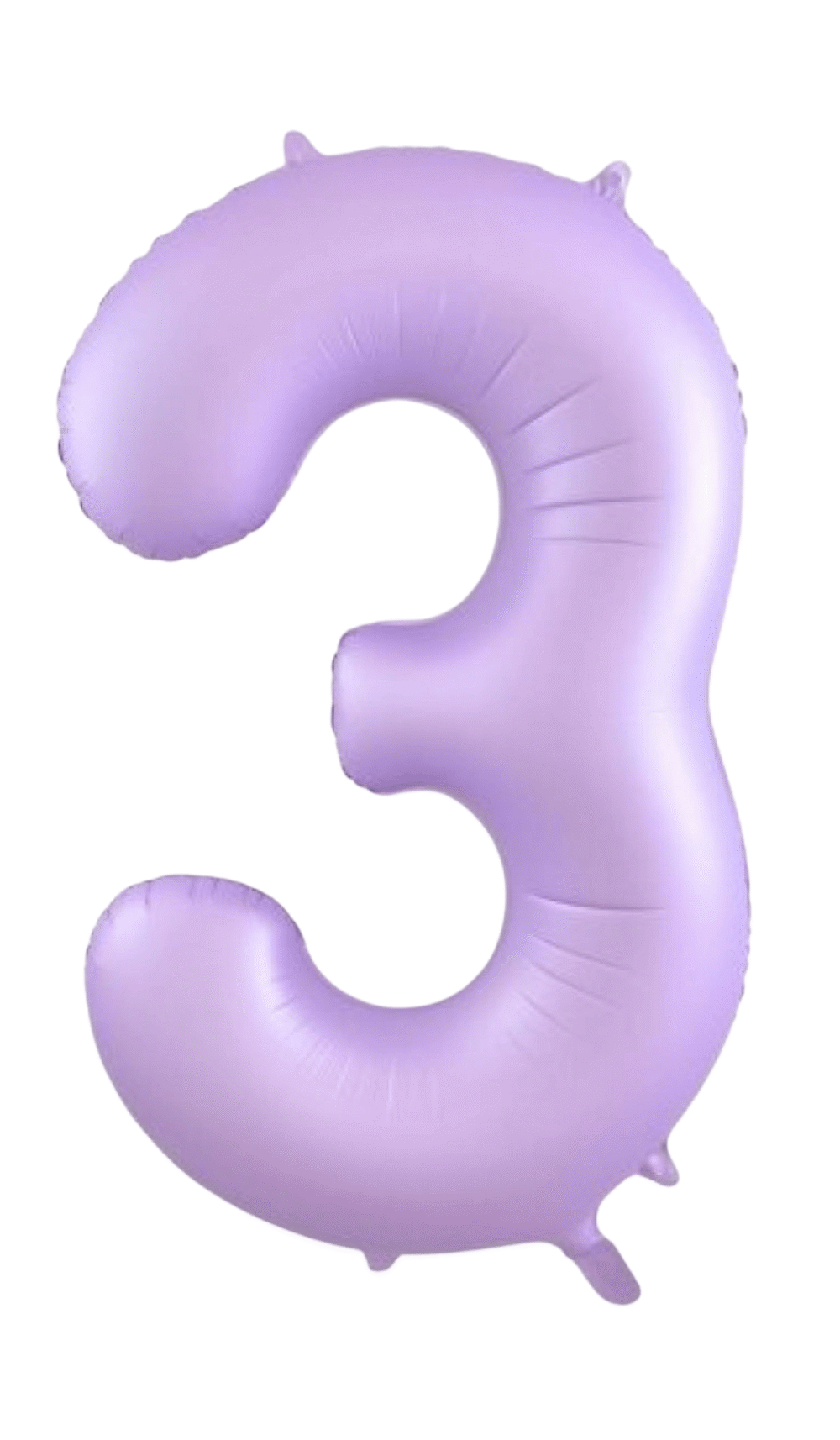 Large Foil Number Three Shape Balloon Pastel Matte Lilac