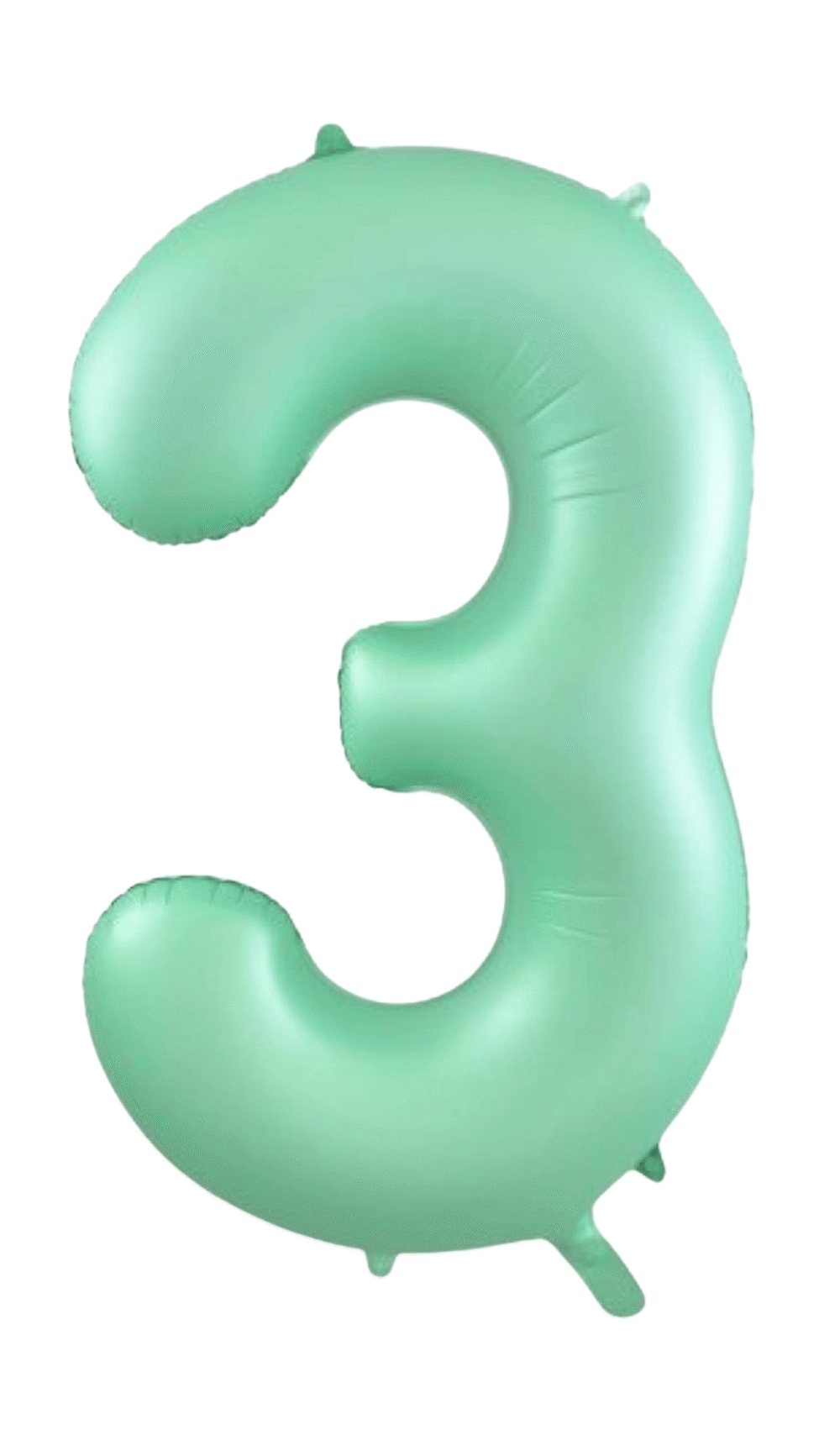 Large Foil Number Three Shape Balloon Pastel Matte Mint