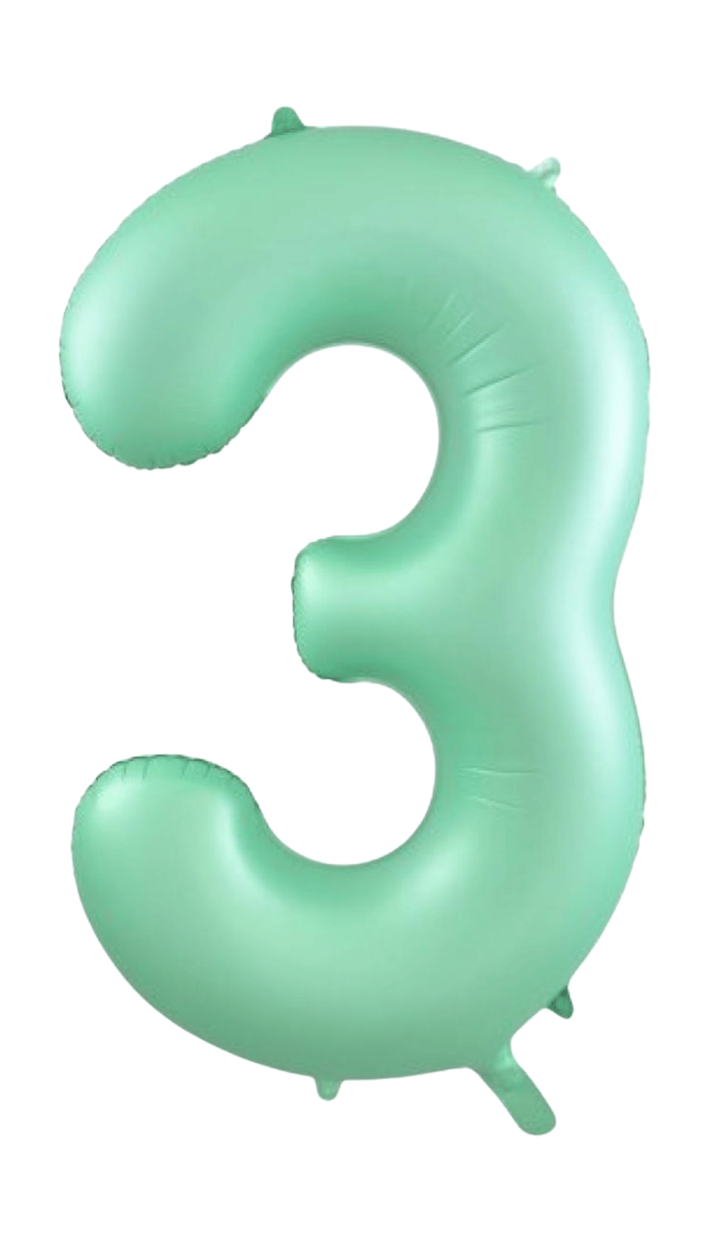 Large Foil Number Three Shape Balloon Pastel Matte Mint