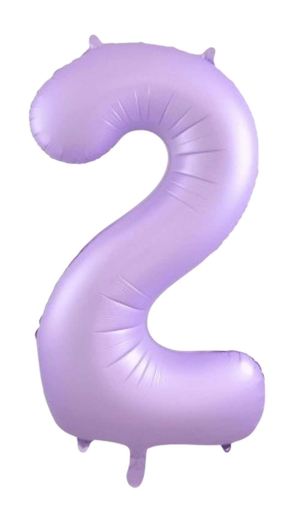 Large Foil Number Two Shape Balloon Pastel Matte Lilac