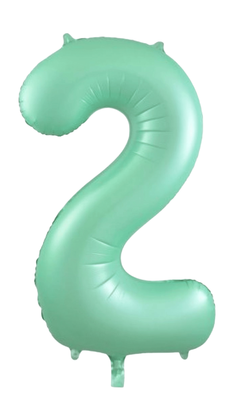 Large Foil Number Two Shape Balloon Pastel Matte Mint