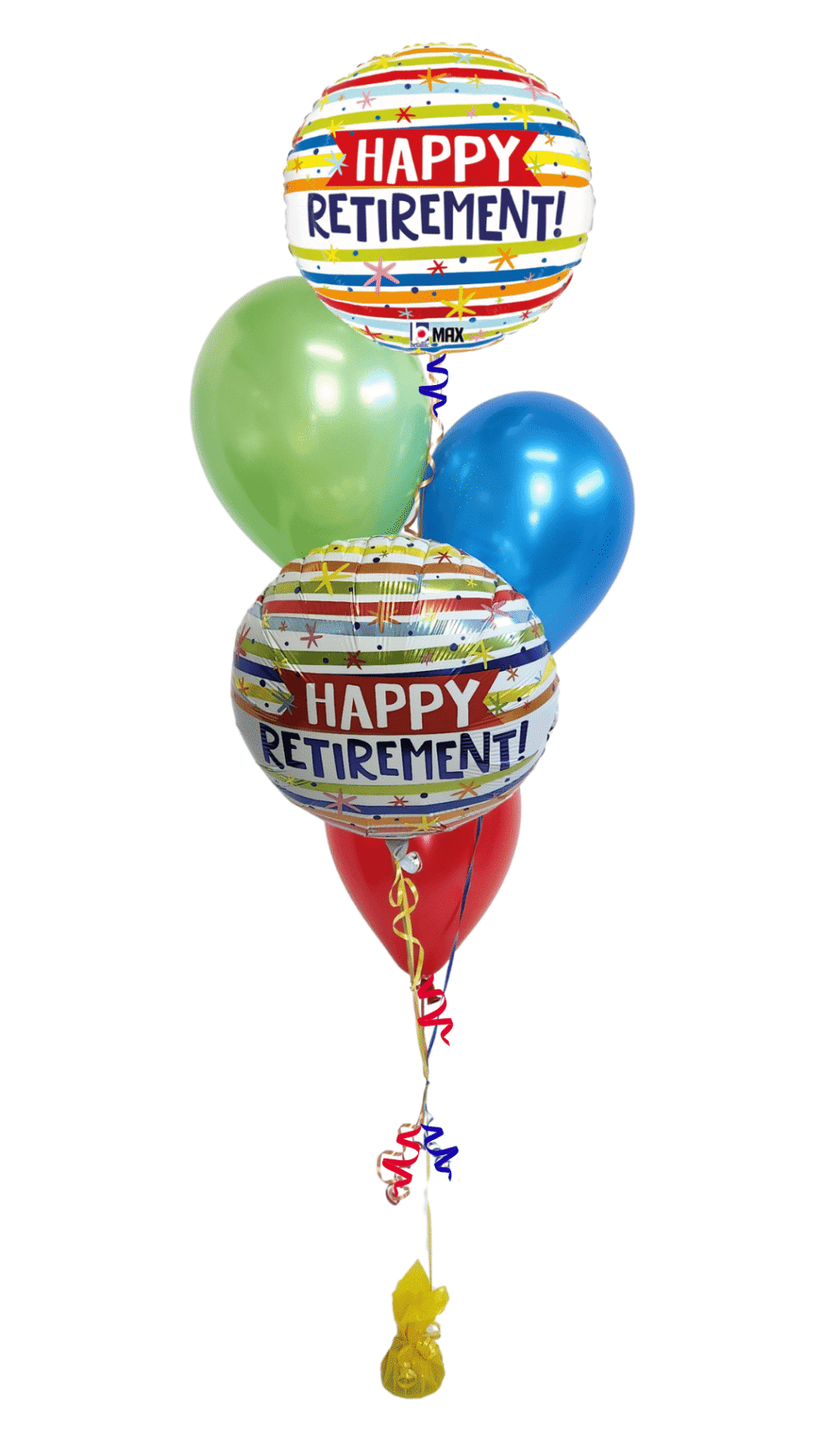 Happy Retirement helium balloon bouquet congratulations