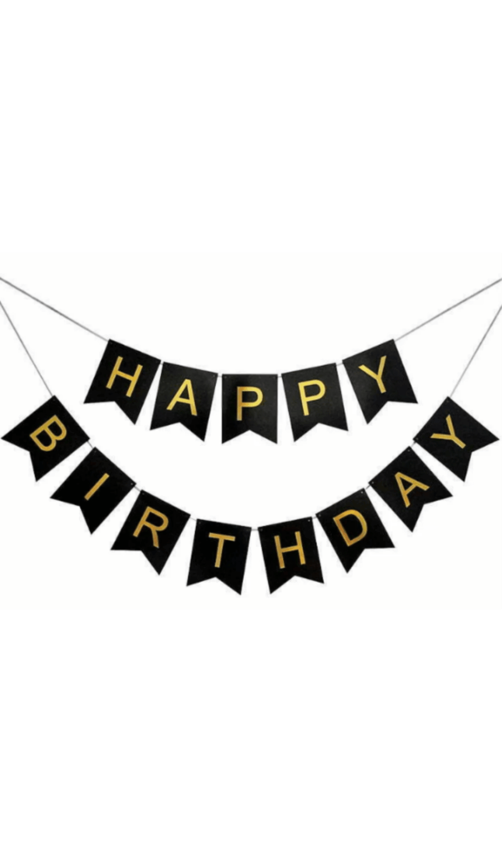 Happy Birthday Black Gold Bunting Banner