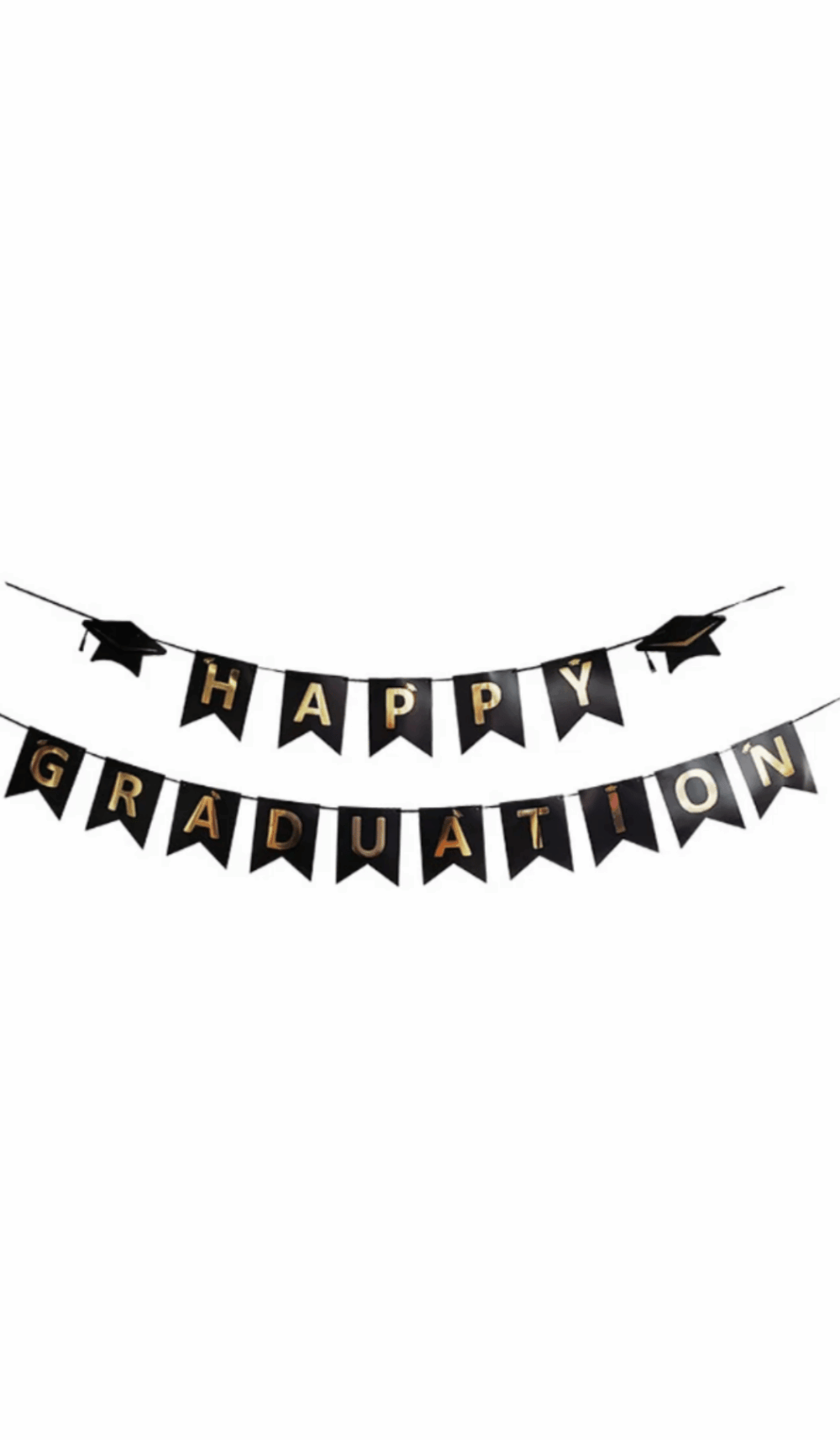 Happy Graduation Black Gold Bunting Banner