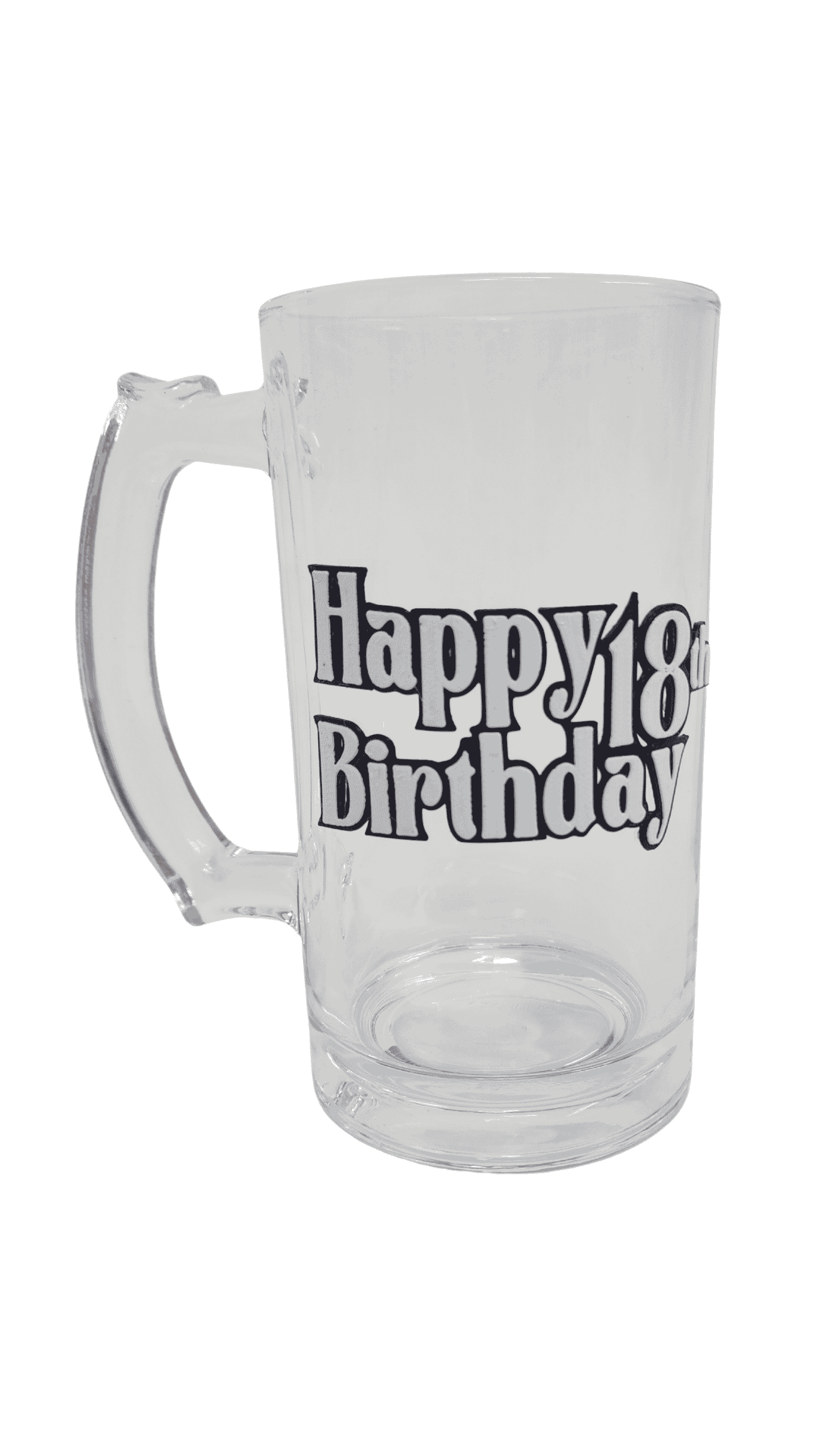 Happy 18th birthday glass beer stein mug 3D style badge