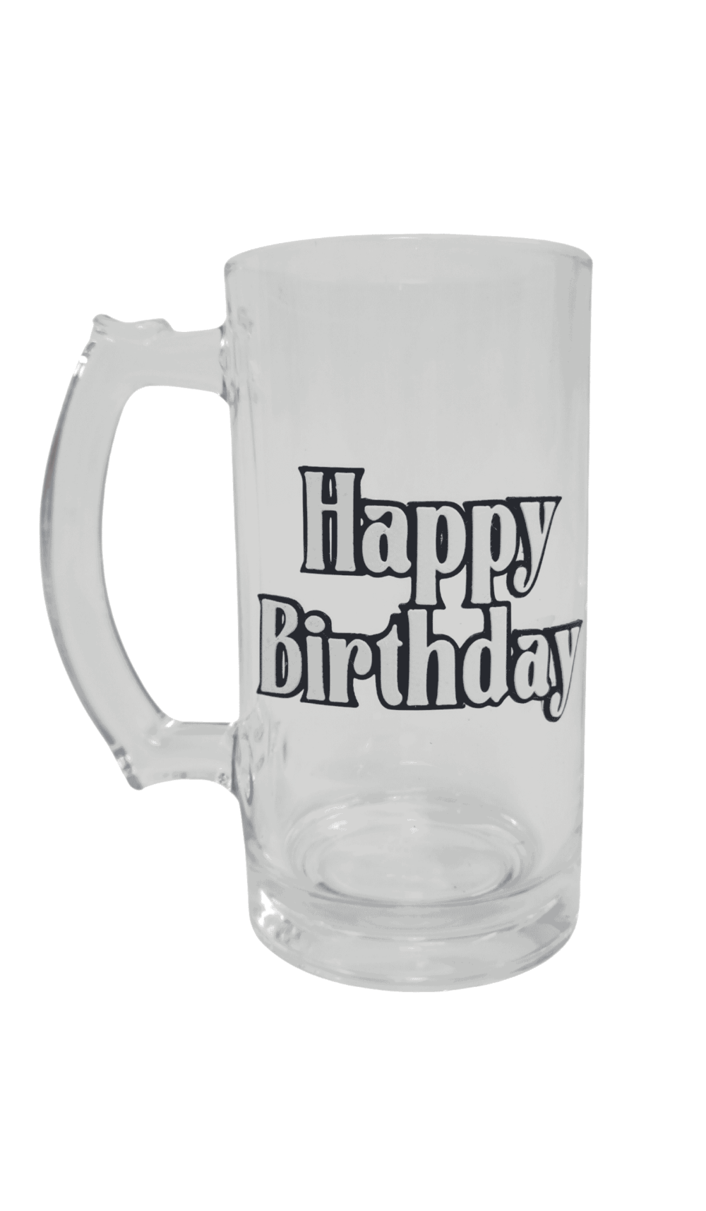 Happy birthday glass beer stein mug 3D style badge