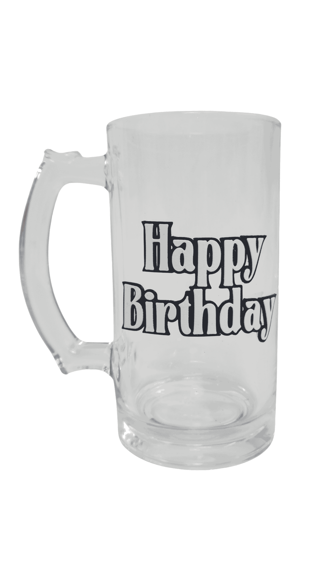 Happy birthday glass beer stein mug 3D style badge