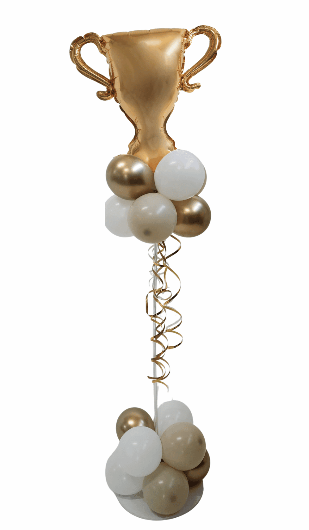 Air Filled Split Topiary Tree Balloon Arrangement with small trophy shape foil balloon on top